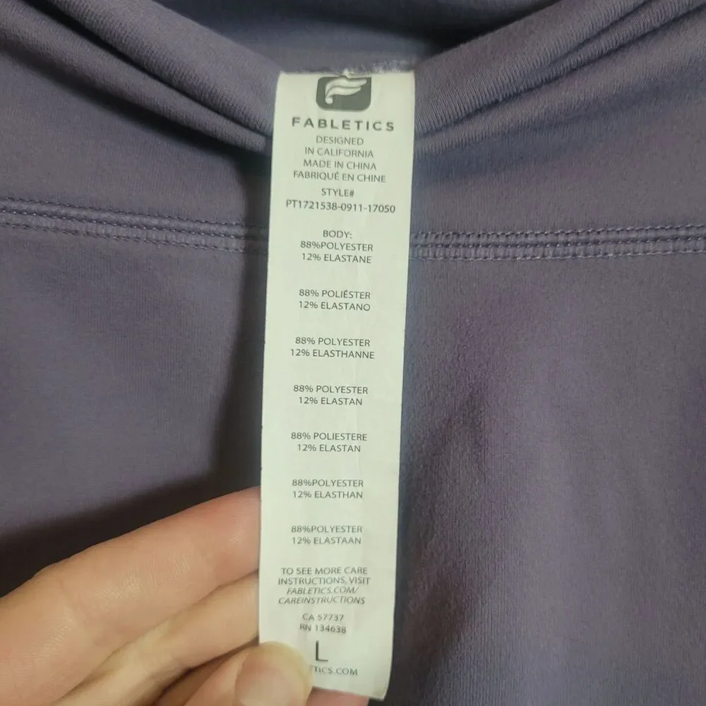 Fabletics Chara High Waist Stirrup Leggings Women's Size Large Purple White Yoga